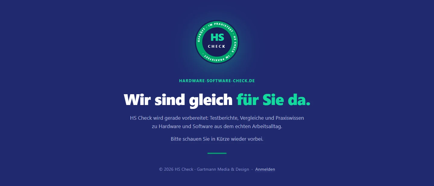 HS Check — Markenauftritt des Testportals (Seite aktuell im Wartungsmodus)